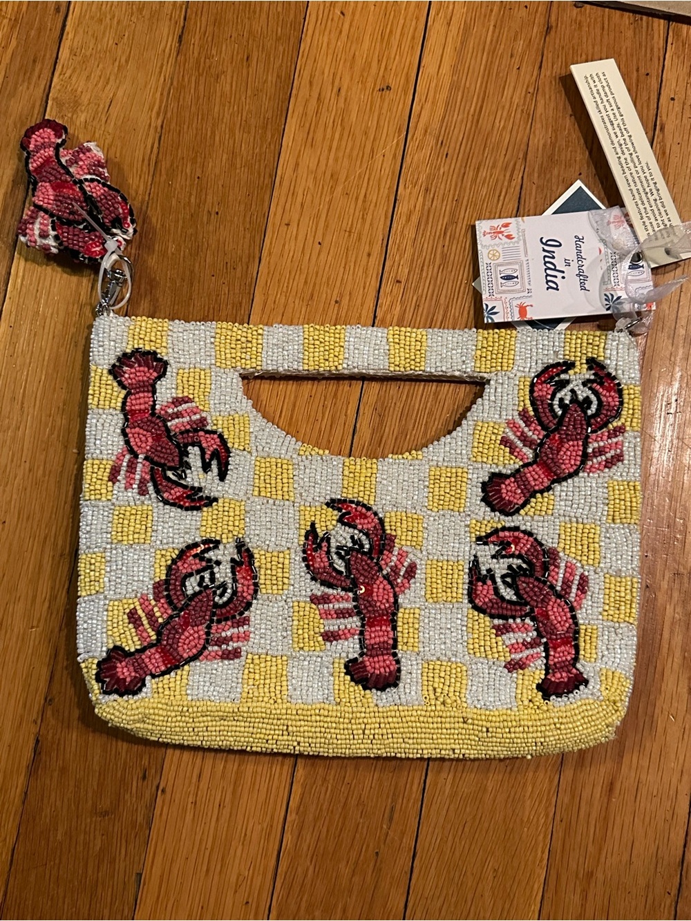 🦞✨ Coastal Chic Beaded Lobster Bag – Optional Chain Strap – Statement Piece ✨🦞